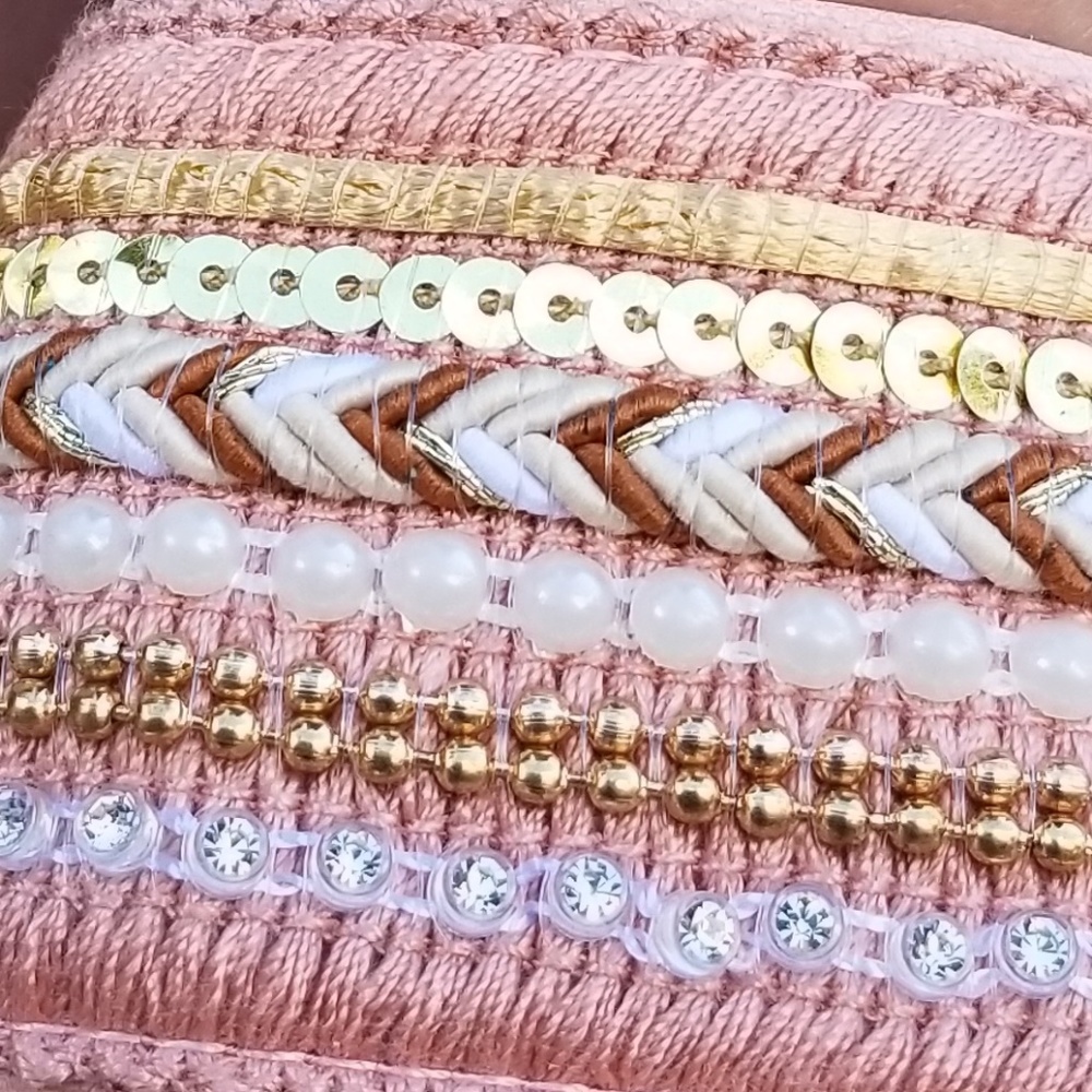 Pink Fabric Jeweled  Accents Sandal Sliders-C - Picture 5 of 7